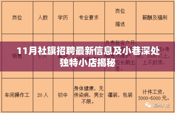 11月社旗招聘最新信息及小巷深处独特小店揭秘