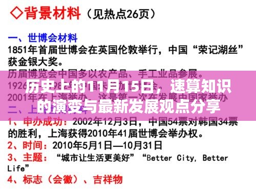 历史上的11月15日，速算知识的演变与最新发展观点分享