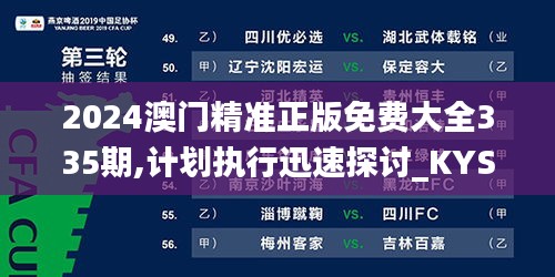 2024澳门精准正版免费大全335期,计划执行迅速探讨_KYS1.68