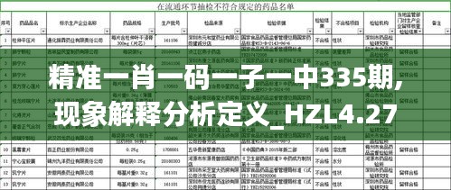 精准一肖一码一子一中335期,现象解释分析定义_HZL4.27