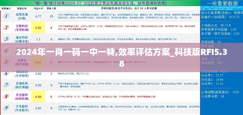 2024年一肖一码一中一特,效率评估方案_科技版RFI5.38