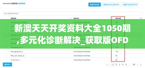 新澳天天开奖资料大全1050期,多元化诊断解决_获取版OFD5.28