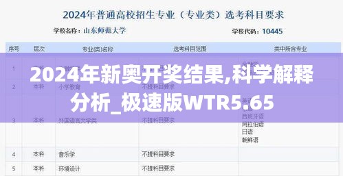 2024年新奥开奖结果,科学解释分析_极速版WTR5.65