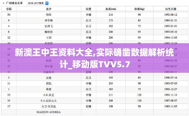 新澳王中王资料大全,实际确凿数据解析统计_移动版TVV5.7