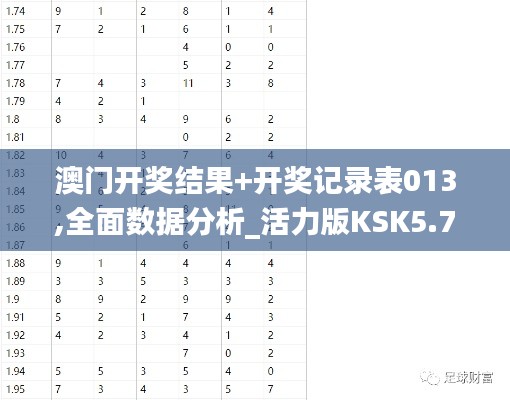 澳门开奖结果+开奖记录表013,全面数据分析_活力版KSK5.7