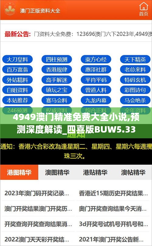 4949澳门精准免费大全小说,预测深度解读_四喜版BUW5.33