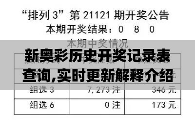 新奥彩历史开奖记录表查询,实时更新解释介绍_人工智能版EAR5.58