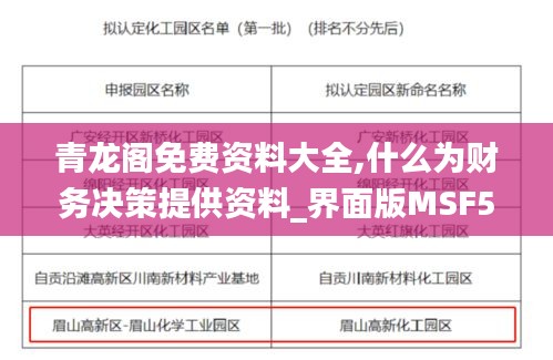 青龙阁免费资料大全,什么为财务决策提供资料_界面版MSF5.22