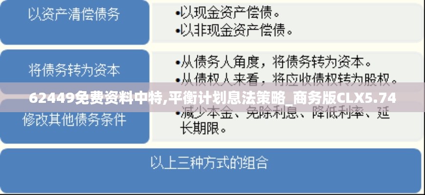 62449免费资料中特,平衡计划息法策略_商务版CLX5.74