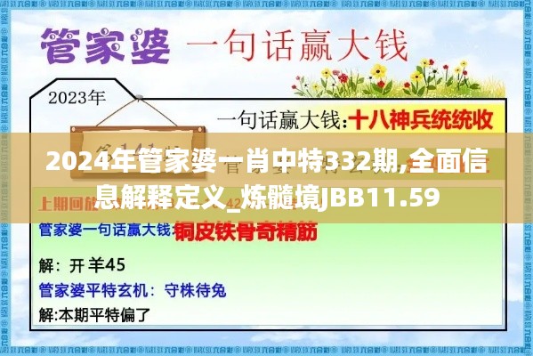 2024年管家婆一肖中特332期,全面信息解释定义_炼髓境JBB11.59