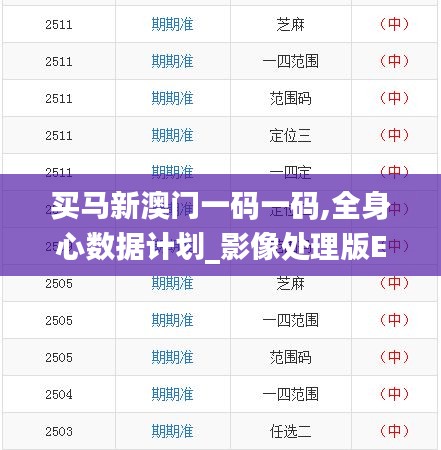 买马新澳门一码一码,全身心数据计划_影像处理版EMN13.14