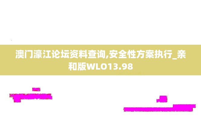 澳门濠江论坛资料查询,安全性方案执行_亲和版WLO13.98