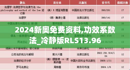 2024新奥免费资料,功效系数法_冷静版RLS13.96