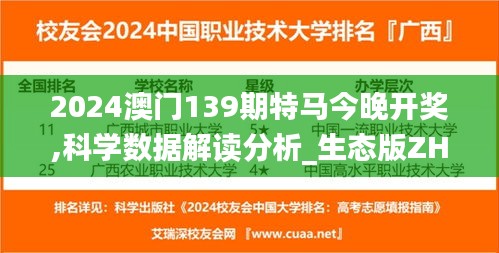 2024澳门139期特马今晚开奖,科学数据解读分析_生态版ZHH13.13