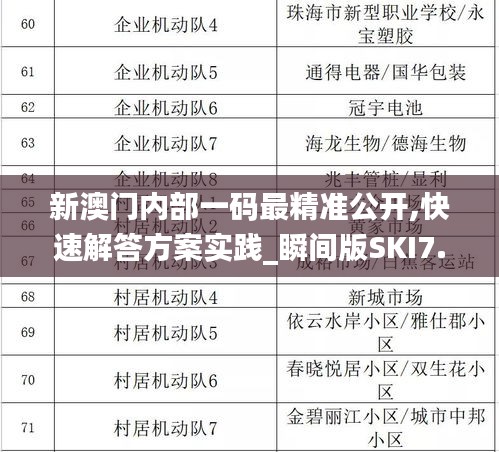 新澳门内部一码最精准公开,快速解答方案实践_瞬间版SKI7.73