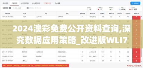 2024澳彩免费公开资料查询,深究数据应用策略_改进版WLI7.82