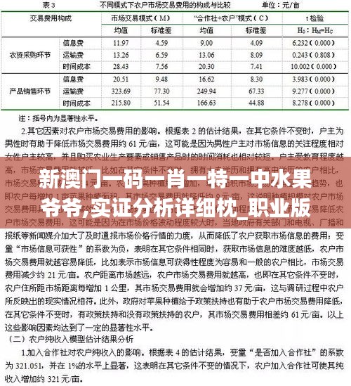 新澳门一码一肖一特一中水果爷爷,实证分析详细枕_职业版VBL7.75