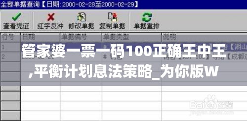 管家婆一票一码100正确王中王,平衡计划息法策略_为你版WIV7.7