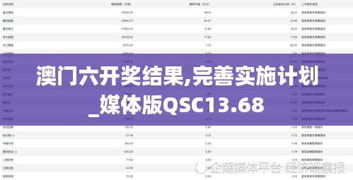 澳门六开奖结果,完善实施计划_媒体版QSC13.68