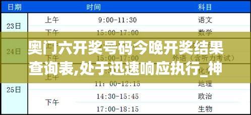 奥门六开奖号码今晚开奖结果查询表,处于迅速响应执行_神器版UMK13.10