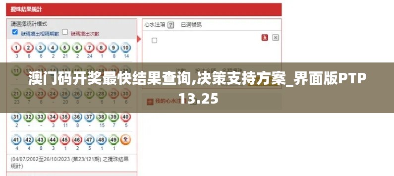澳门码开奖最快结果查询,决策支持方案_界面版PTP13.25
