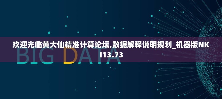 欢迎光临黄大仙精准计算论坛,数据解释说明规划_机器版NKI13.73