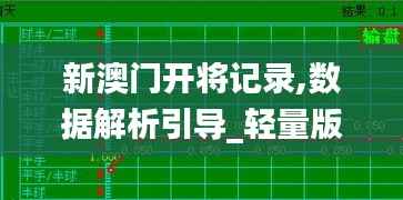 新澳门开将记录,数据解析引导_轻量版ETU13.29