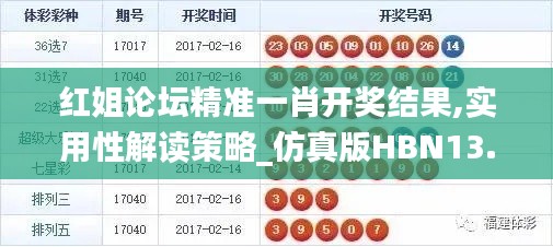 红姐论坛精准一肖开奖结果,实用性解读策略_仿真版HBN13.39