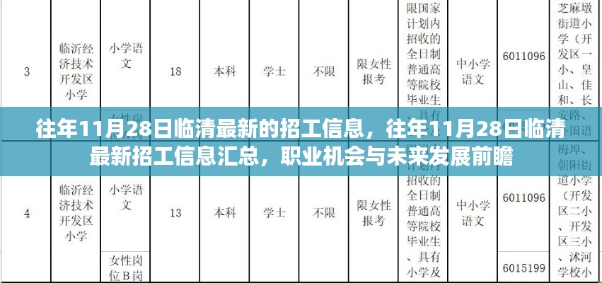 临清最新招工信息汇总，职业机会与未来发展前瞻（往年11月28日）