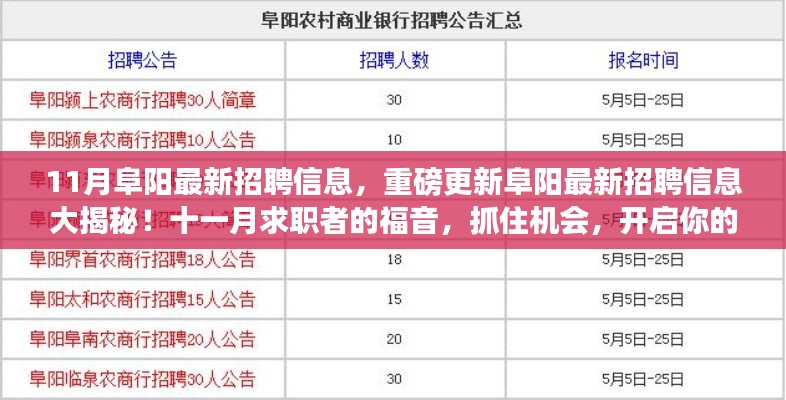 重磅更新，阜阳最新招聘信息揭秘，十一月求职者的职业启程良机！