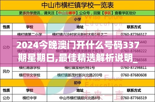 2024今晚澳门开什么号码337期星期日,最佳精选解析说明_XE版43.476-8