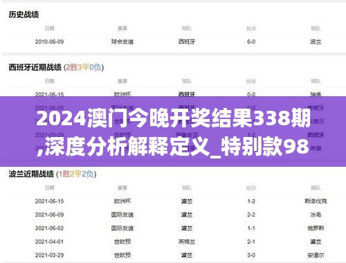 2024澳门今晚开奖结果338期,深度分析解释定义_特别款98.867-3