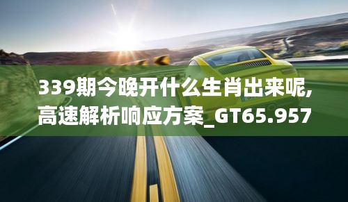 339期今晚开什么生肖出来呢,高速解析响应方案_GT65.957-6