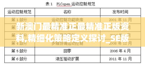 新澳门最精准正最精准正版资料,精细化策略定义探讨_SE版6.798