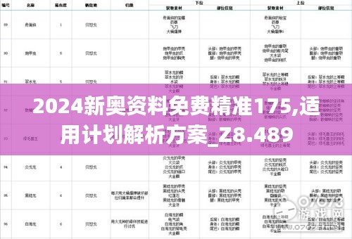 2024新奥资料免费精准175,适用计划解析方案_Z8.489