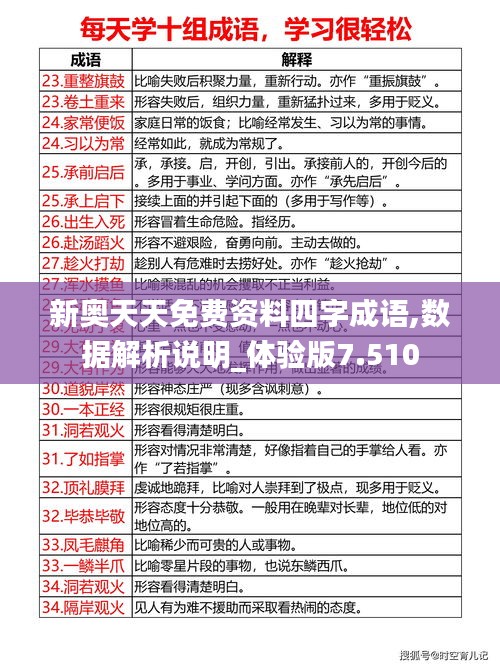 新奥天天免费资料四字成语,数据解析说明_体验版7.510