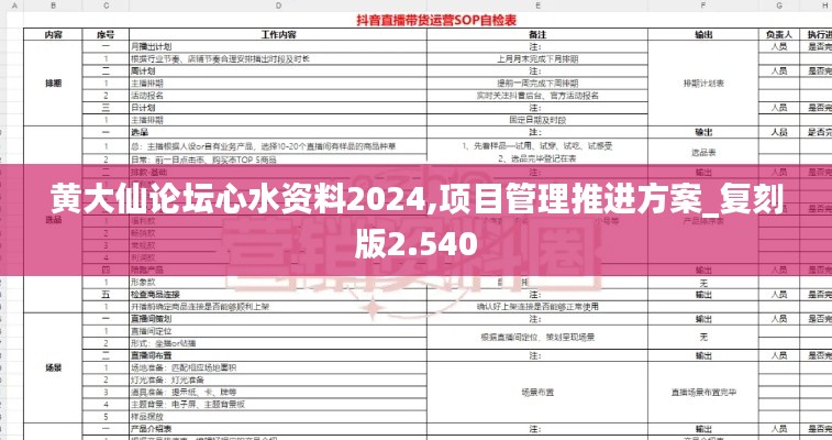 黄大仙论坛心水资料2024,项目管理推进方案_复刻版2.540