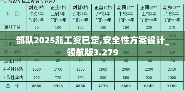 部队2025涨工资已定,安全性方案设计_领航版3.279
