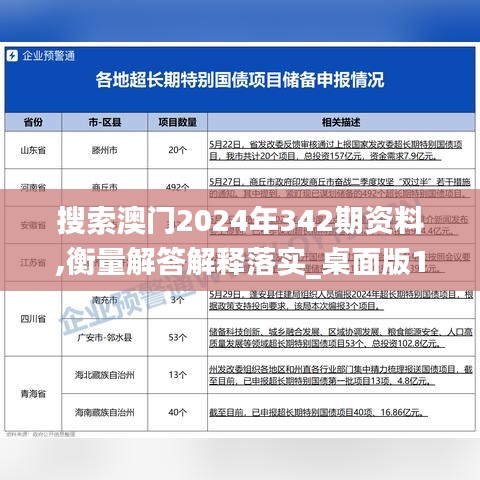 搜索澳门2024年342期资料,衡量解答解释落实_桌面版10.172