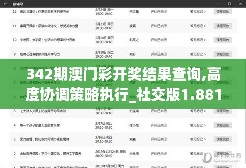 342期澳门彩开奖结果查询,高度协调策略执行_社交版1.881