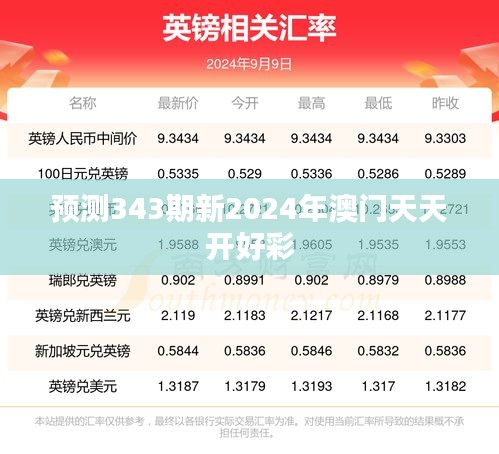 预测343期新2024年澳门天天开好彩