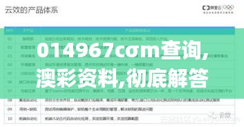 014967cσm查询,澳彩资料,彻底解答解释落实_MR6.248