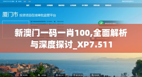 新澳门一码一肖100,全面解析与深度探讨_XP7.511