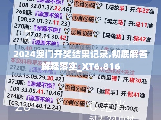 2024澳门开奖结果记录,彻底解答解释落实_XT6.816