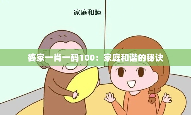 婆家一肖一码100：家庭和谐的秘诀