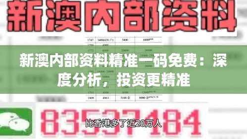 新澳内部资料精准一码免费：深度分析，投资更精准