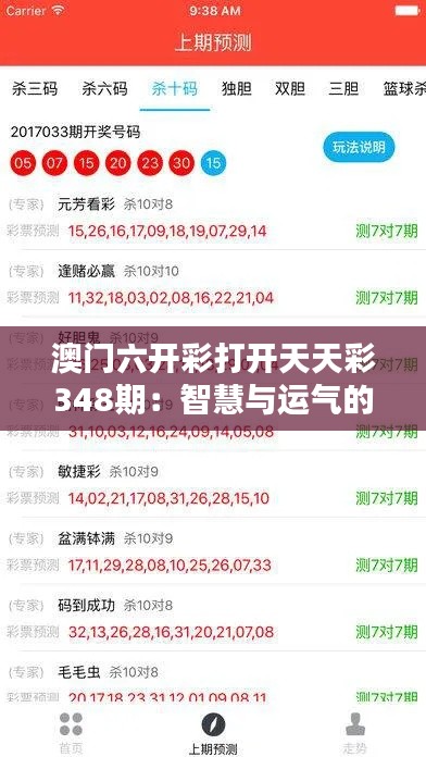 澳门六开彩打开天天彩348期：智慧与运气的较量