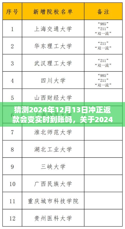 关于2024年12月13日冲正返款实时到账的预测与解析，未来趋势探讨