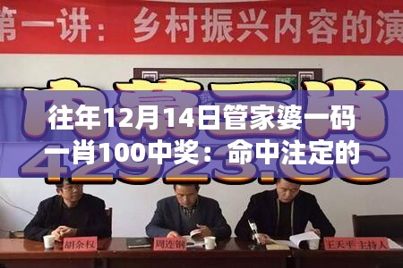 往年12月14日管家婆一码一肖100中奖：命中注定的好运，还是巧妙布局的结果？
