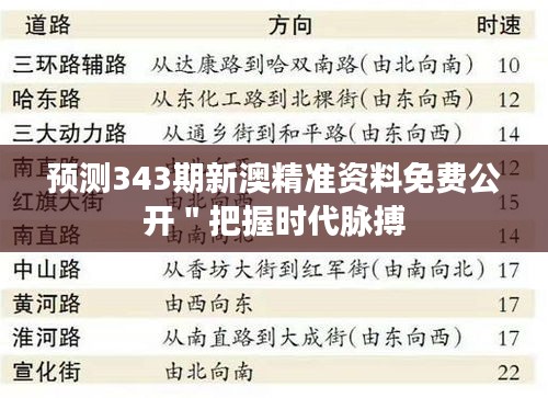 预测343期新澳精准资料免费公开"把握时代脉搏
